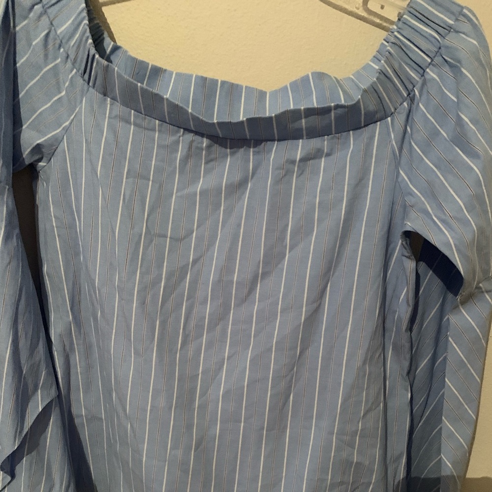 Off the shoulder stripped shirt